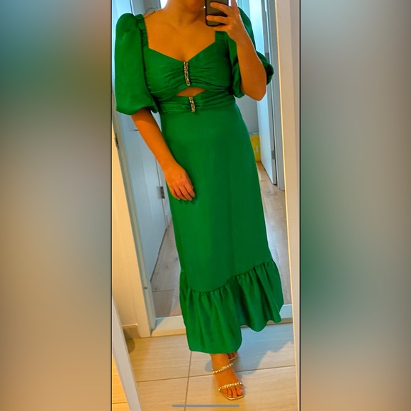Sandro Peephole Embellished Gown, Green - Picture 4 of 5